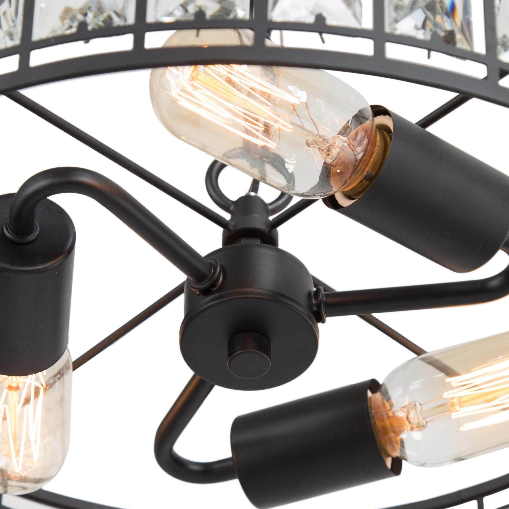 LNC Ballet 3-Light Modern Crystal Round Chandelier for Living or Dining Room