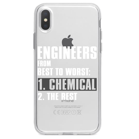 DistinctInk Clear Shockproof Hybrid Case for iPhone XR (6.1" Screen) - TPU Bumper Acrylic Back Tempered Glass Screen Protector - Chemical Engineers are the Best