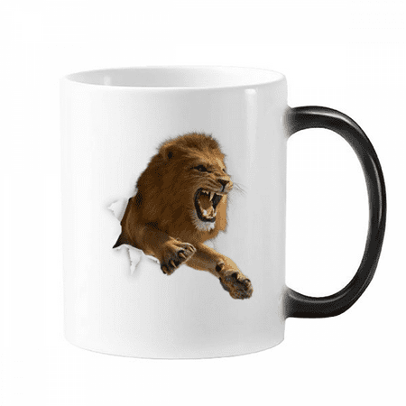 

Animal Paper Break Shocks Lions Mug Changing Color Cup Morphing Heat Sensitive 12oz
