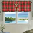 thumbnail image 3 of Christmas Elk Farmhouse Short Window Curtain Valances, Red Green Plaid Xmas Winter Holiday Rod Pocket Kitchen Valances for Living Room Bedroom Bathroom Cafe 54" x 18", 3 of 8