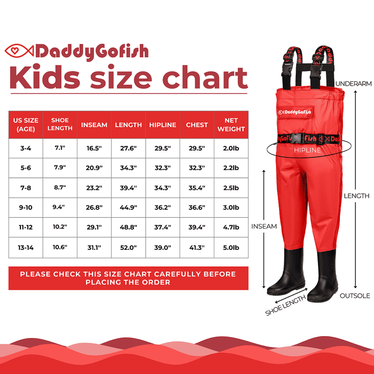 DaddyGoFish Chest Waders for Kids and Adults, Fishing and Hunting Waders with A Pocket and A Wader Hanger
