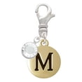 thumbnail image 2 of Delight Jewelry Goldtone Capital Letter - M - Pebble Disc - - Silvertone Clip on Charm with Clear Crystal Drop, 2 of 4