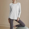 thumbnail image 2 of Ltctricy Workout Tops for Women Lightweight Long Sleeve Crew Neck Curved Hem Athletic T-Shirts Casual Loose Running Gym Tees(White,Medium), 2 of 3