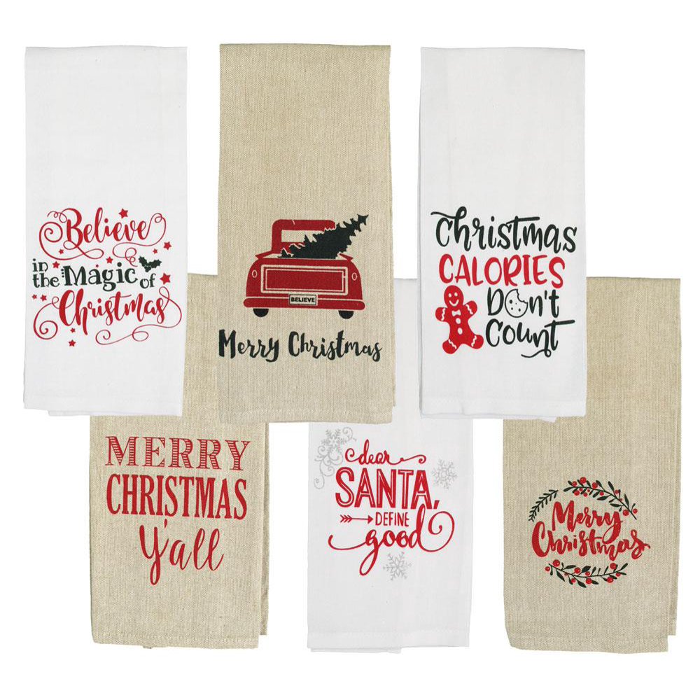 Holiday Kitchen Towels Set Red Truck Towel, Merry Christmas Towels