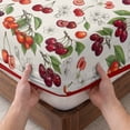 thumbnail image 3 of Twin Sze Fitted Sheet Set - Cherry 2 Piece Bedding Sets 16" Deep Pocket Fitted Sheet with 1 Pillowcase, Vintage Watercolor Purple Red Fruits on Linen Brushed Microfiber Hotel Luxury Bed Sheets, 3 of 9