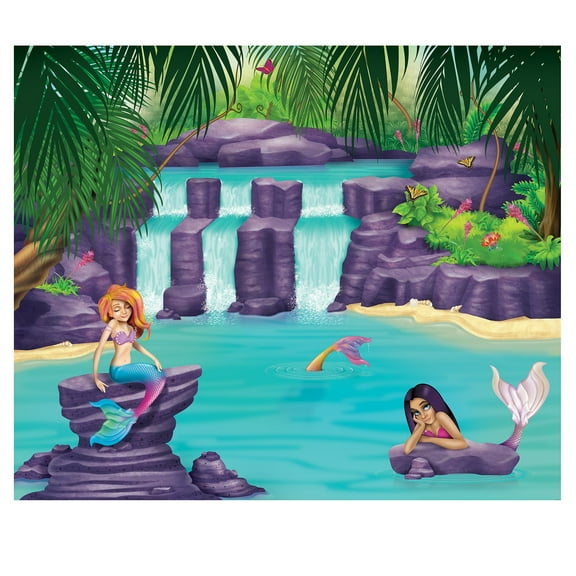 Set of 6 Mermaids and Blue Lagoon Themed Insta-Mural Wall Decoration 7'
