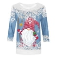thumbnail image 4 of Women's 3/4 Length Sleeve Tops Fitted,Christmas Shirts for Women 3/4 Sleeve Plus Size Tops 2024 Funny Ugly Xmas Tree Snowflakes Snowman Print Casual Blouse, 4 of 4
