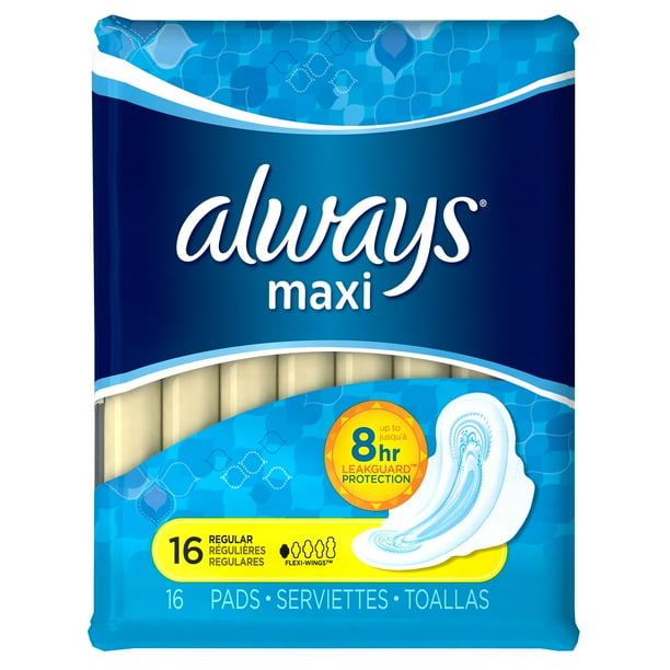 Always Maxi Regular Pads with Wings, 16 Count