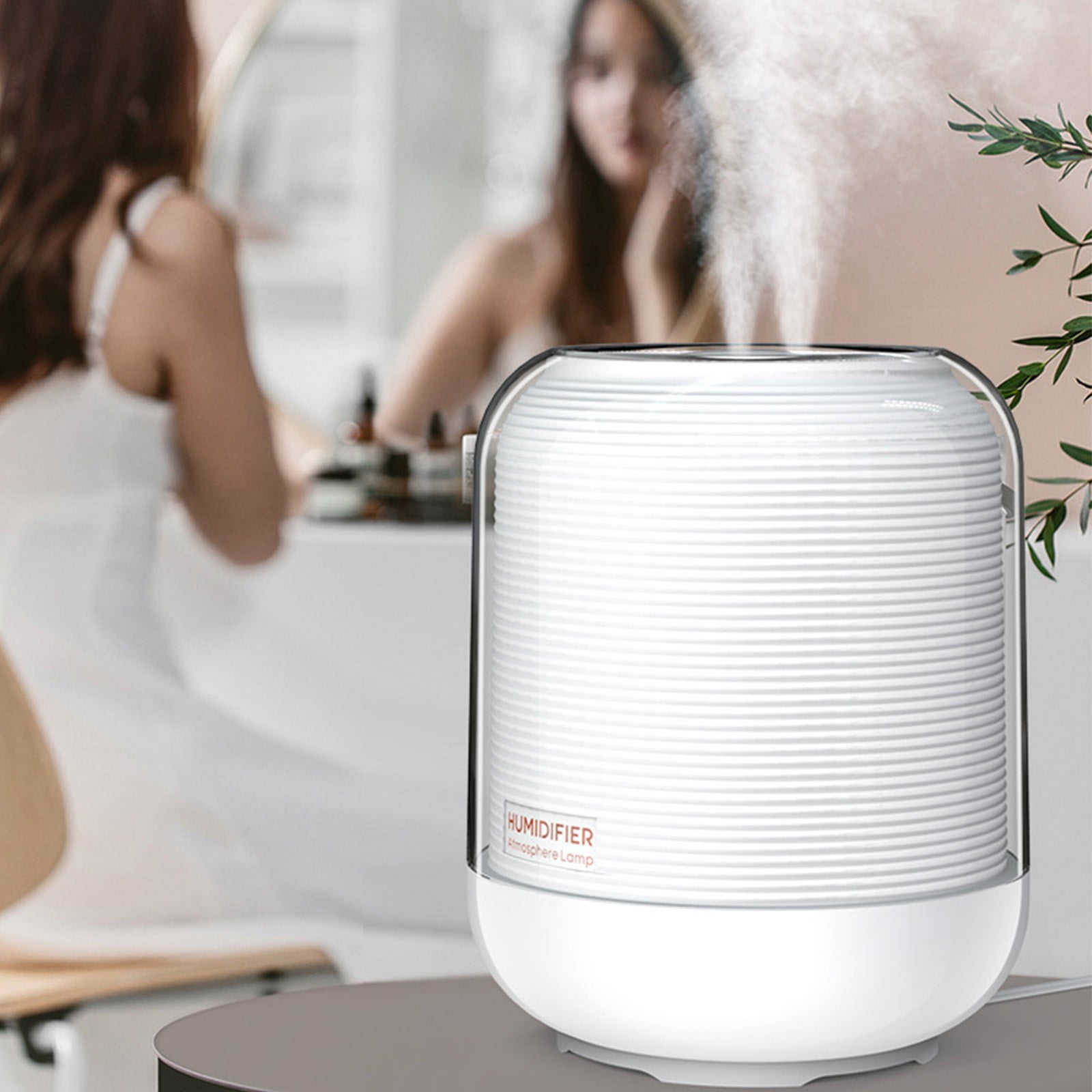 LACKUST Humidifiers for Bedroom,3L Large Room Humidifier for Bedroom, Warm Mist Desk Diffuser, Quiet Auto Shut Off,White