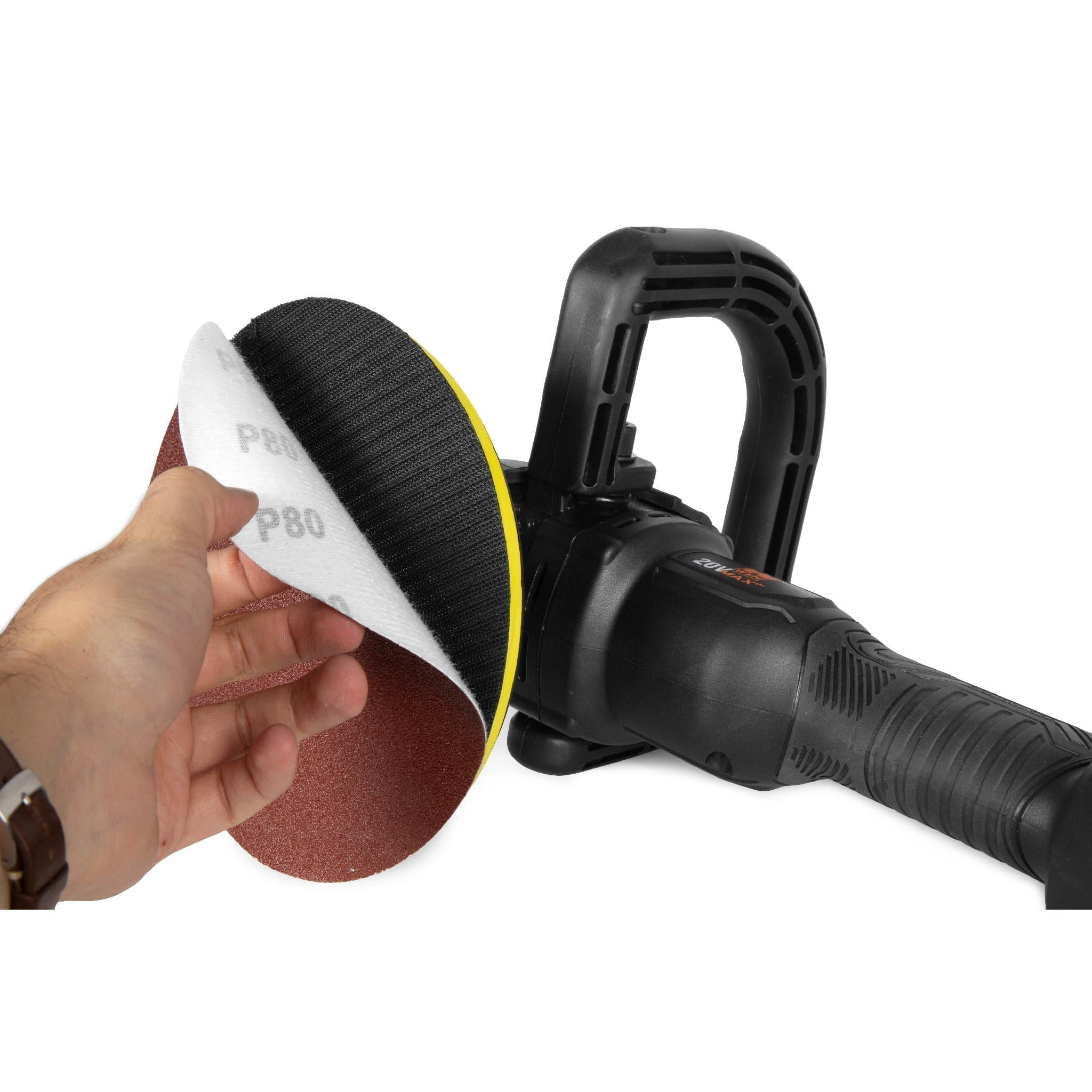 WEN 20877 20V Max Cordless 7-Inch Variable Speed Rotary Polisher and Waxer Kit with 4Ah Battery, Charger, and Polishing Pads