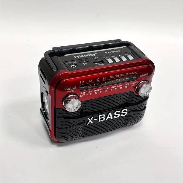 Portable Radio, 3W Output /AM/SW1-6/USB/TF/BT Playback, 800mAh, 2-4H Playback Time, Multi- Household Flashlight Radio for Indoor and Outdoor Use RX-125BT