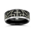 thumbnail image 2 of Bling Jewelry Mens Laser Etched Titanium Wedding Band Ring with Catholic Cross Design Comfort Fit, 2 of 5