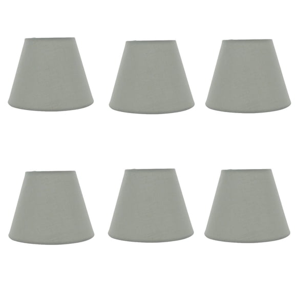 Set of 6 White English Barrel 6 Inch Linen Chandelier Shades