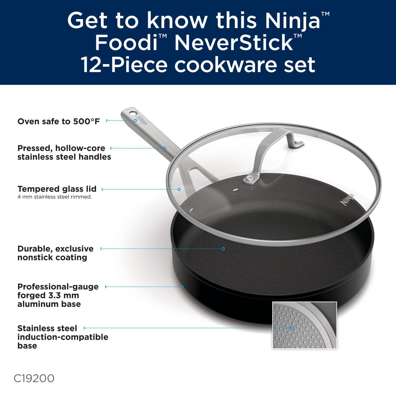 Ninja Cookware  Ninja EverClad™ Commercial-Grade Stainless Steel Cookware  12-Piece Set 