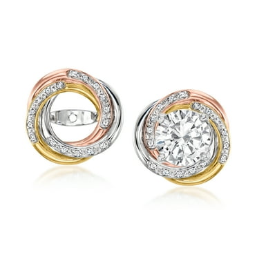 Ross-Simons 0.10 ct. t.w. Diamond Swirl Earring Jackets in Tri-Colored Sterling Silver, Women's, Adult