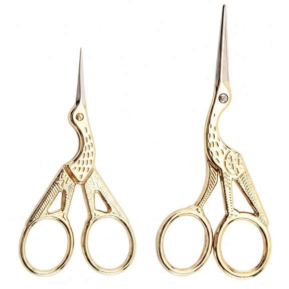 Jashem Stainless Steel Sharp Pointed Tips Embroidery Scissors, 4.5 in, Gold, 2 Count