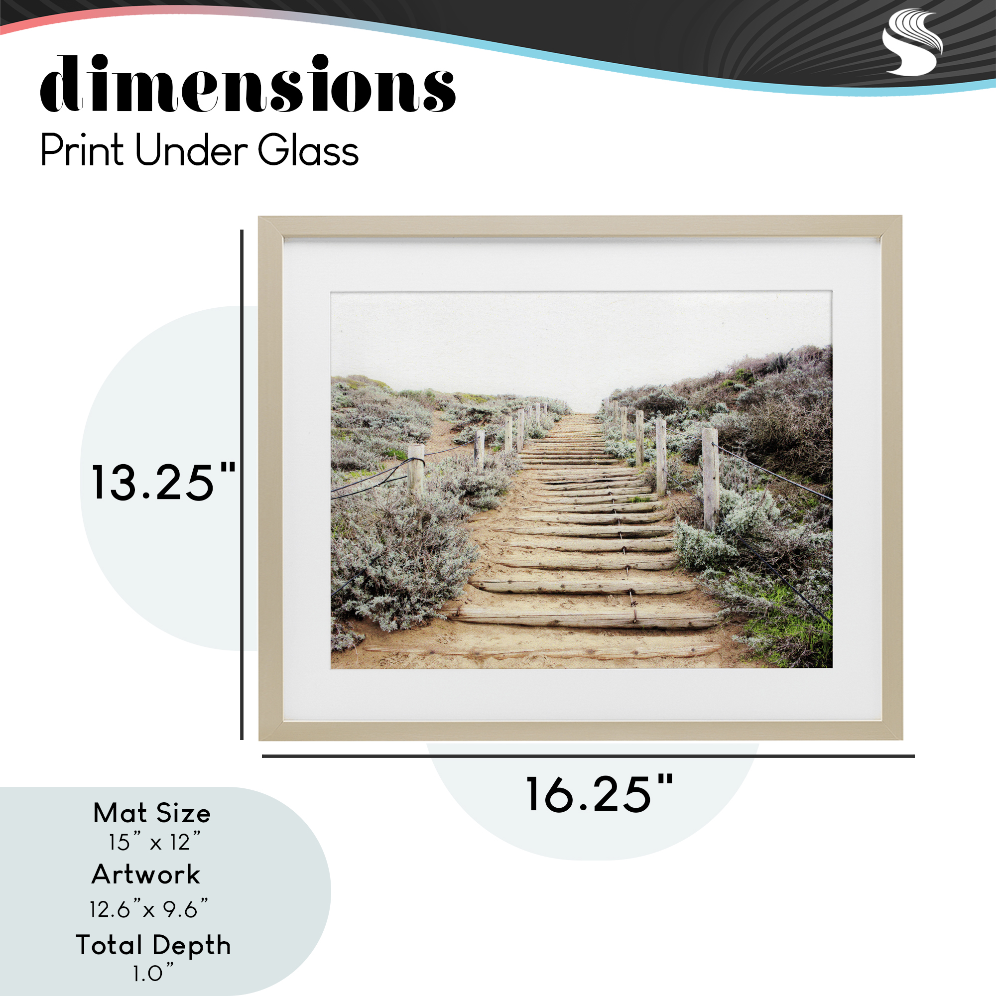 Wooden Stairway to Heaven Birch Framed Print Under Glass, design by Leah Noel Art