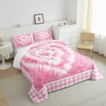 thumbnail image 4 of Erosebridal Pink Bedding Set Full Pastel Love Heart Comforter Set, Buffalo Plaid Duvet Insert Hippie Bohemian Quilt Set, Pink Cowhide Bedding Comforters & Sets Geometric Grid Checkered Decor, 4 of 5