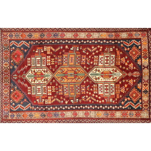 Ahgly Company Machine Washable Indoor Rectangle Traditional Tiger Orange Brown Area Rugs, 7' x 10'
