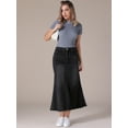 thumbnail image 3 of Unique Bargains Women's Long Denim Skirts Split A-Line Fishtail Jean Skirt XL Black, 3 of 7