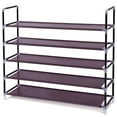 thumbnail image 6 of 5 Tiers Shoe Racks for Closet, Heavy Duty Shoe Organizer with Metal Tubes, Non-woven Fabric Shoe Storage, Rustproof Shoe Stand for Closet Dormitory Garage Foyer, 39" x 11" x 37", Brown, Q4278, 6 of 7