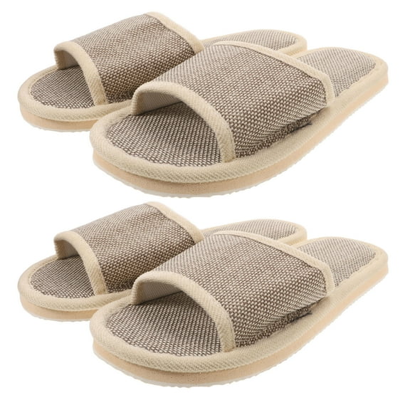 Niceauty 2 Pairs of Washable Slippers Cotton Open-toe for Unisex Guests at Hotel