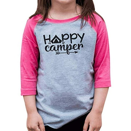 

7 ate 9 Apparel Girls Happy Camper Tent Pink Shirt