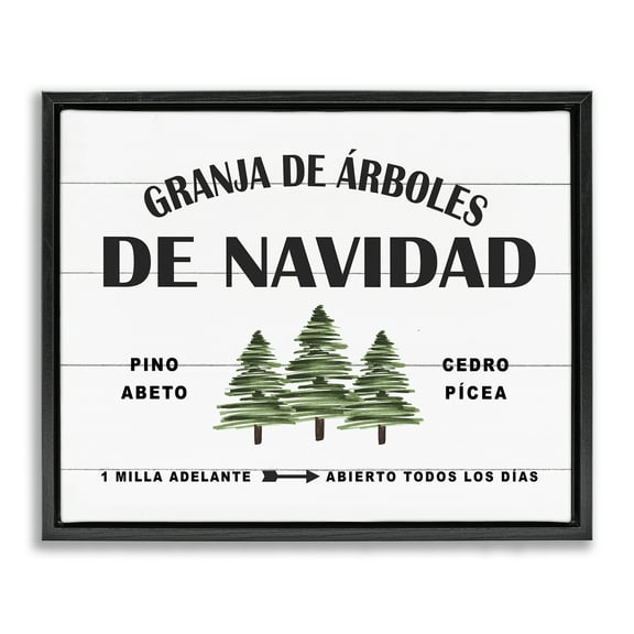 Stupell Industries Arboles De Navidad Holiday Painting Black Floater Framed Art Print Wall Art, 21 x 17