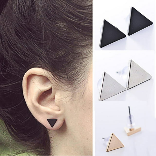Trayknick 1 Paire Boucles d'Oreilles Triangle Mode Bijoux Alliage Dame Style Punk Simple Triangle Boucle d'Oreille pour Sortir Ensemble Noir