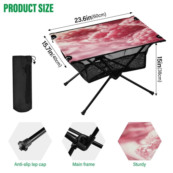 BZSMCE Camping Tables Simple Folding Table Raspberry Delight Pattern Size:23.6*15.7in