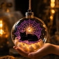 thumbnail image 3 of Halloween Decorations, Clear Diorama Ball Black Cat & Spider Web, Halloween Christmas Tree Decor, Spooky Nightstand Accent & Festive Holiday Gift, 3 of 8