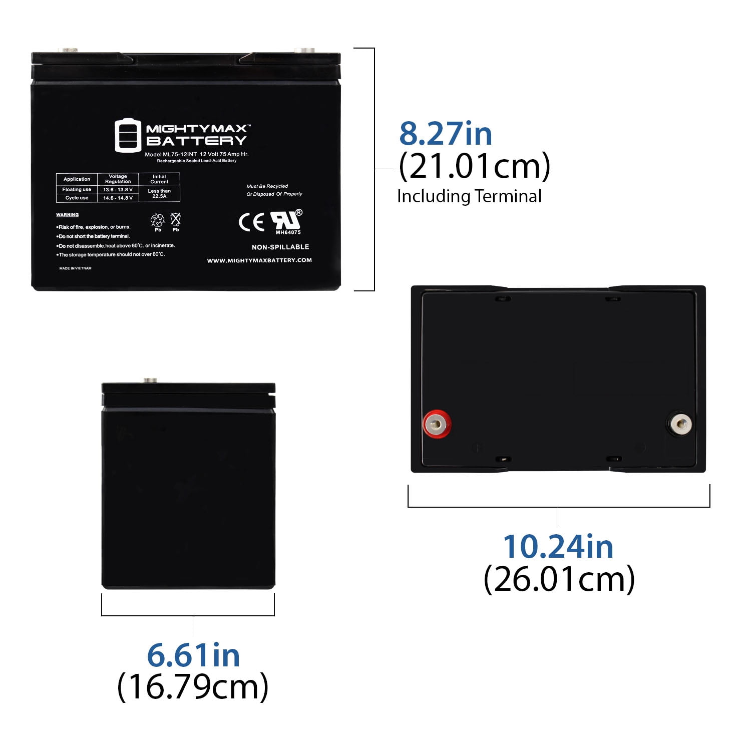 12V 75AH Internal Thread Battery for Taski Combimat 42B 600 600BMS