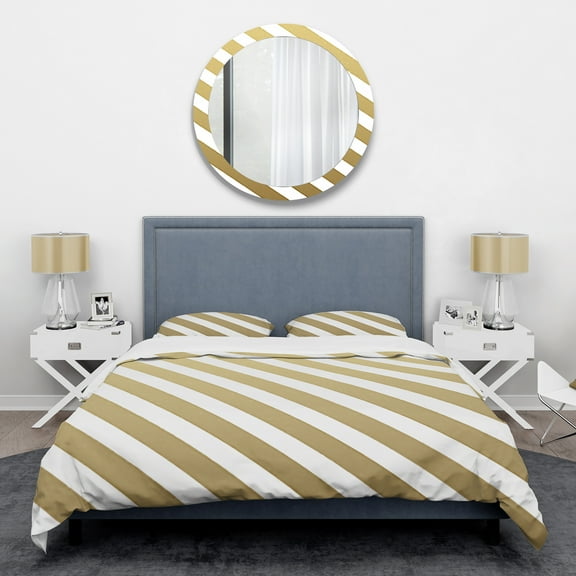 Designart 'Gold Diagonal' Mid-Century Modern Duvet Cover Set