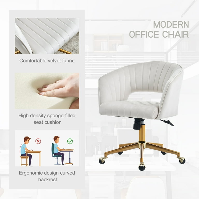 FurnitureR Cian Swivel Seat Modern Velvet Upholstered Task Chair