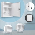 thumbnail image 5 of Wall Mount Locking Medicine Cabinet, Large Capacity First Aid Cabinet for Bathroom, Medicine Cabinet with Key, Secure Steel Lock Box for Medication, 15.75" H x 11.82" W x 4.72" D, White, 5 of 6