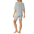 thumbnail image 3 of Conjunto de sudadera de manga corta de punto acanalado suave INSPIRE CHIC para mujeres, pantalones cortos, ropa de casa, pijama, L Gris claro, 3 of 6