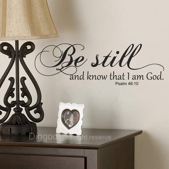 Be Still and Know That I am God Psalm 46:10 Wall Decal Scripture Wall Decal Bible Verse Quote Religious Wall Decor for Living Room (Black,10" h x 30" w)