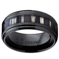 thumbnail image 3 of 9MM Black Ceramic Wedding Band Ring with Real Zebra Wood Inlay, Comfort Fit,, 3 of 4