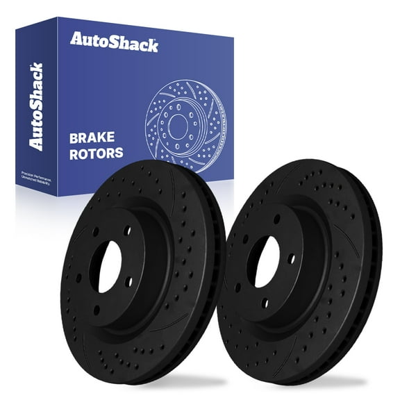 AutoShack 11.65" (295.8 mm) Front Vented Drilled & Slotted Brake Rotors E-Coated | Replacement for 2007-2013 Nissan Altima | Black Finish | 2-PC Set | NightGuard