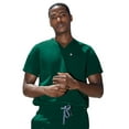 thumbnail image 1 of Mediclo Men's Medical Scrub Top - Crevan Essential 3 Pockets Eco Friendly Sustainable FYSEL Fabric V-Neck Shirt Workwear Hunter Green MT5001RHGR06 M, 1 of 7