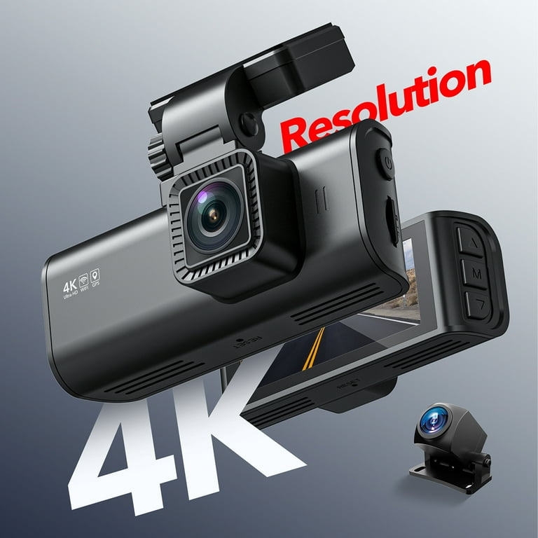 REDTIGER Dash Cam 4K, Car Dash Camera Built in Wifi/GPS, Dash Cam 4k Front  and 1080P Rear with Night Vision, WDR, Black 