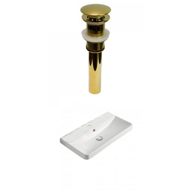 American Imaginations 23.82-in. W 1 Hole Ceramic Top Set In White Color - Overflow Drain Incl. AI-30748