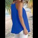thumbnail image 4 of Camisola Plisada para Mujer, Tirantes Finos, Cuello Halter, Dobladillo Curvo, Moda 2025, Azul, L, 4 of 9