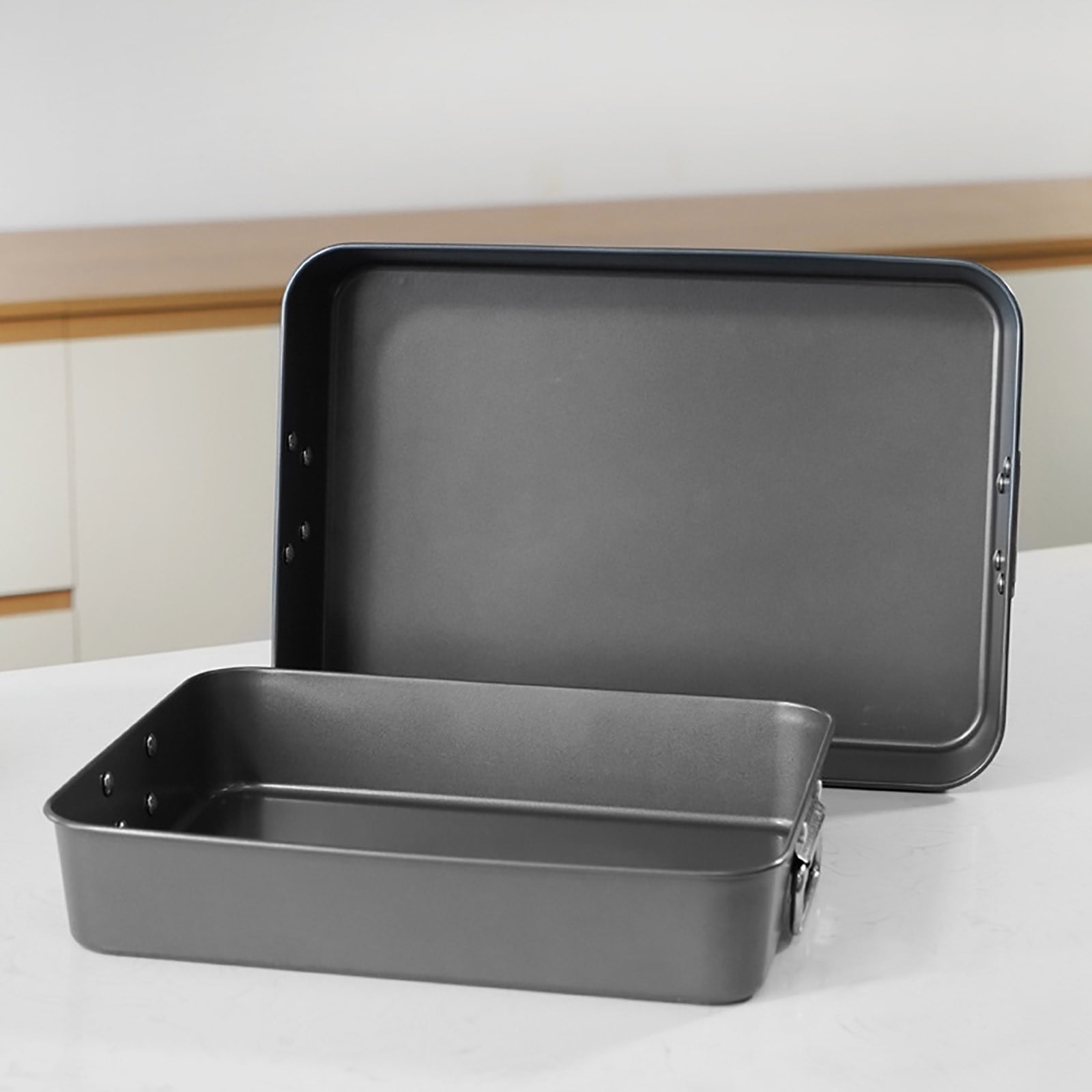 Rectangular Griddle Pan, Rectangular BBQ Plate, Multi-purpose High Body Double Ear Baking Tray, for Home Outdoor Stove, Non-stick Coating Frying Pan, Portable Barbecue Plate