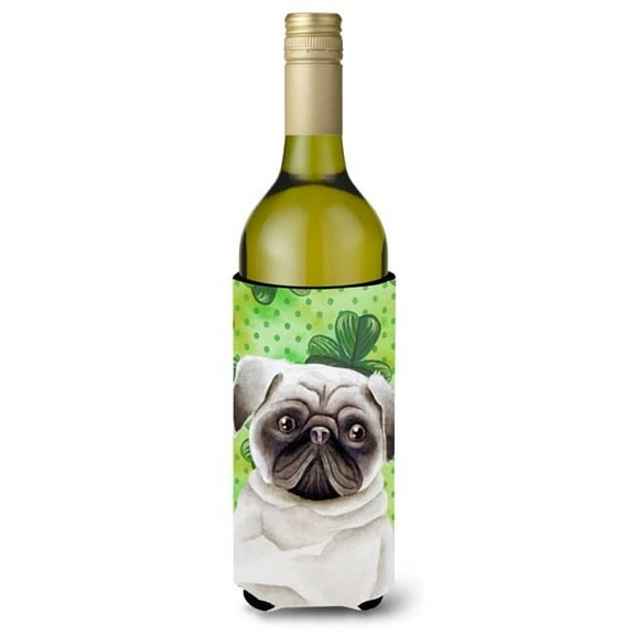 Pug Shamrocks Wine Bottle Beverge Insulator Hugger