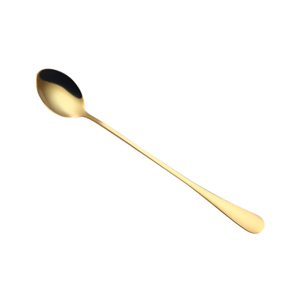 Colorful Long Handle Stainless Steel Spoon for Coffee, Tea, and Desserts - Rust-Free, Durable, Easy to Clean, Dishwasher Safe Flatware Gold