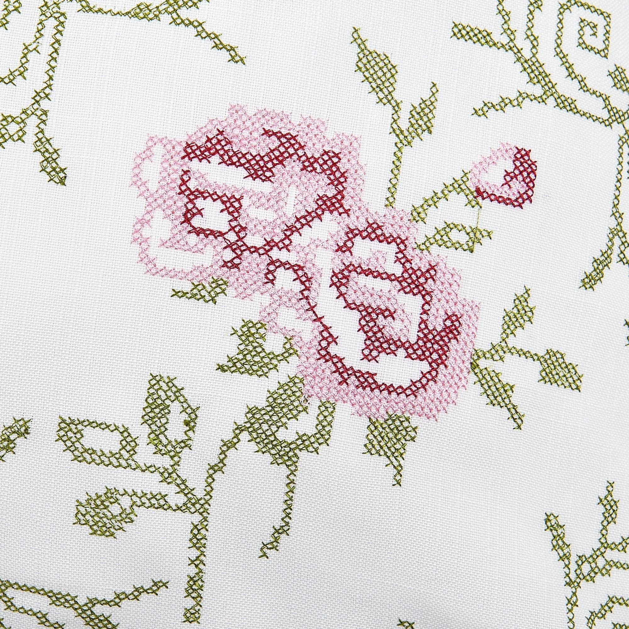 Home Soft Things Embroidery Canvas Throw Pillow Cover Pillow Case 2 Piece Set - Rose - Light Pink - 20" x 20"
