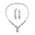 thumbnail image 1 of Vintage Style Fashion Bridal Multi Marquise Leaf Starburst AAA CZ Solitaire Drop Teardrop Statement Collar Necklace and Earrings for Women Wedding Prom Pageant Silver Plated, 1 of 6