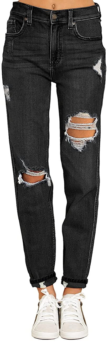 ladies black boyfriend jeans