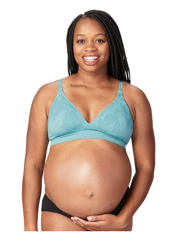 Cake Maternity Freckles Recycled Wire Free Nursing Bra for Breastfeeding, Wireless Maternity Bra (for B-E Cups), Teal, Large